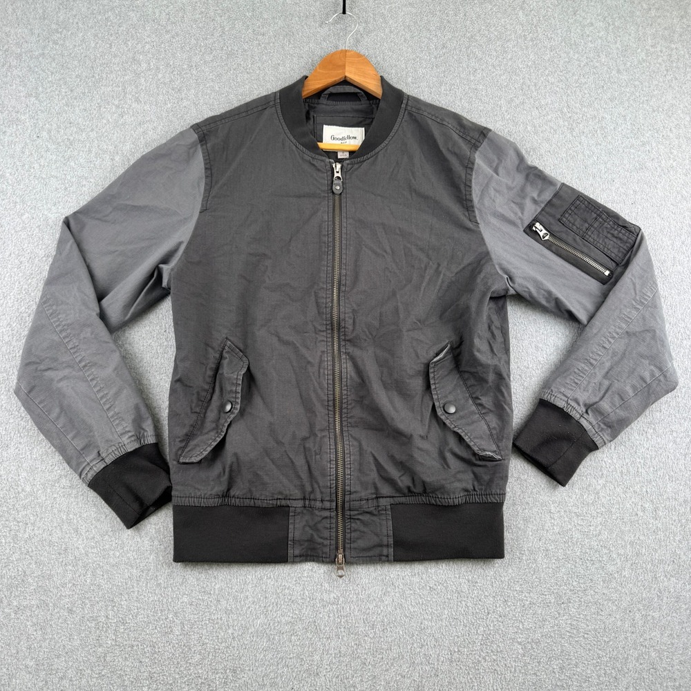Goodfellow & Co Jacket Mens S Gray Bomber Full Zip Ripstop Casual Utility Coat